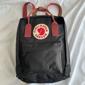 Fjallraven Kanken Mini Backpack Red & Black W Adjustable Strap